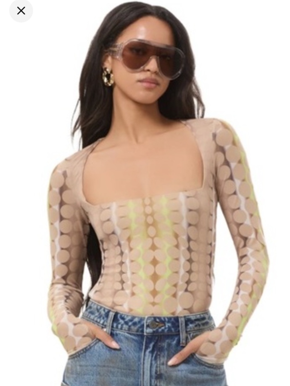 AFRM Ines Top, Tonal Dot pattern